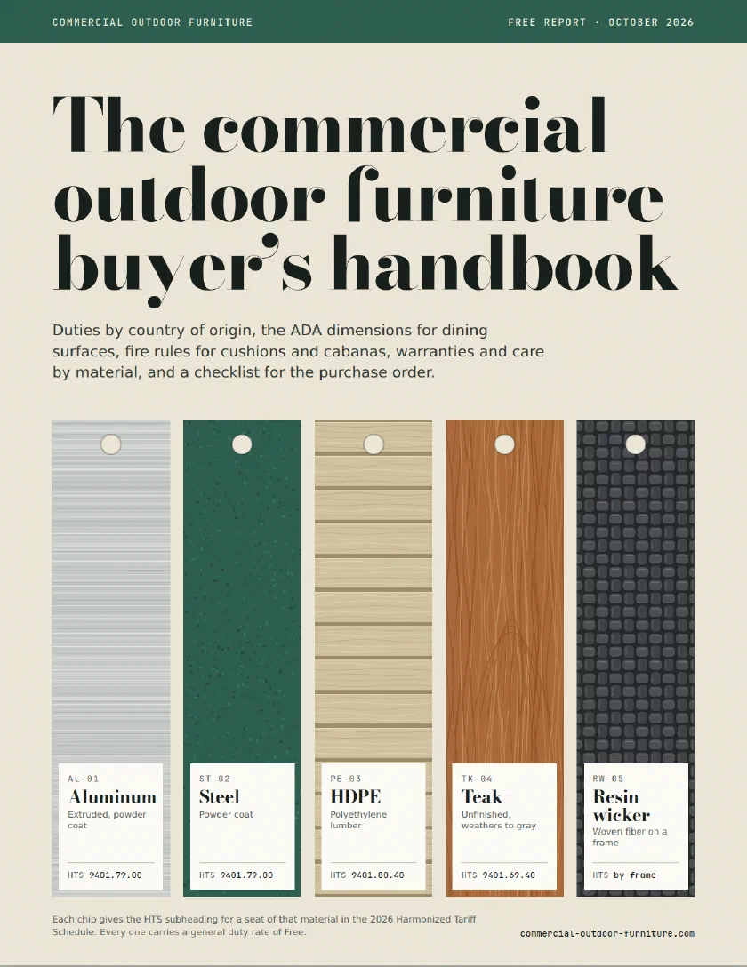 The cover of The commercial outdoor furniture buyer's handbook